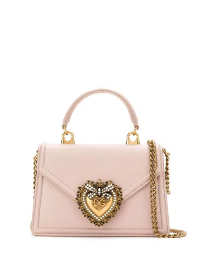 Dolce & Gabbana Devotion Small Handbag In Nude & Neutrals