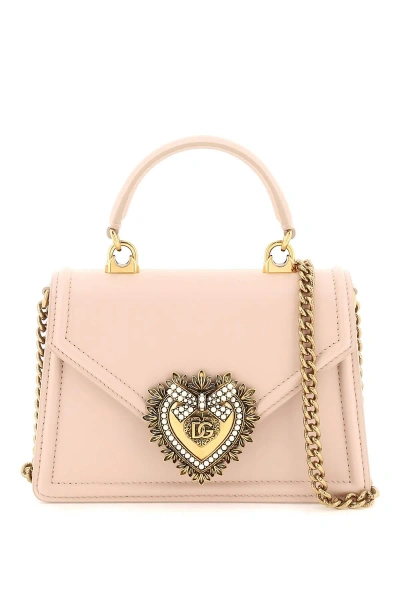 Dolce & Gabbana Devotion Small Leather Handbag In Pink
