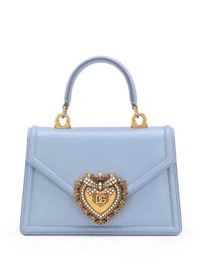 Dolce & Gabbana Devotion Small Leather Handbag In Blue