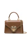 Dolce & Gabbana Heart Embellishment Small Leather Handbag In Brown