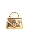 Dolce & Gabbana Mini Devotion Laminated Leather Bag In Gold