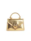 Dolce & Gabbana Mini Devotion Laminated Leather Bag In Gold