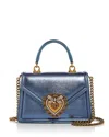 Dolce & Gabbana Devotion Mini Metallic Leather Top-handle Bag In Blue
