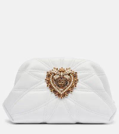 Dolce & Gabbana Devotion Small Leather Shoulder Bag In White