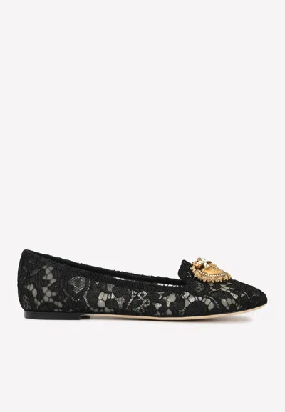 Dolce & Gabbana Devotion Taormina Lace Ballet Flats In Black