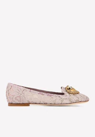Dolce & Gabbana Devotion Taormina Lace Ballet Flats In Lilac