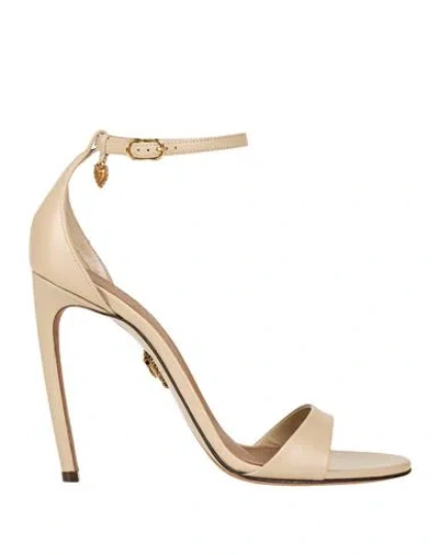 Dolce & Gabbana Devotion Woman Sandals Beige Size 7.5 Goat Skin In Neutral