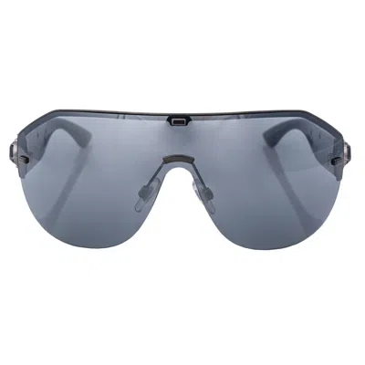 Pre-owned Dolce & Gabbana Dg 2150 Oversized Crystal Mirrored Wrap Sunglasses Black 10089 In Gray
