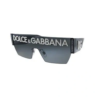 Pre-owned Dolce & Gabbana Dg 2233 01/87 Black Metal Square Sunglasses Grey Gradient Lens In Gray