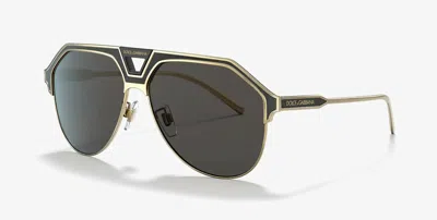 Pre-owned Dolce & Gabbana Dg 2257 Gold/dark Grey (1334/87) Sunglasses In Gray
