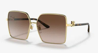 Pre-owned Dolce & Gabbana Dg 2279 Gold/brown Shaded (02/13) Sunglasses