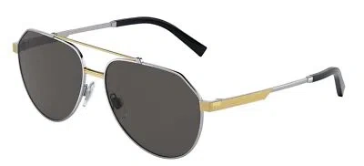 Pre-owned Dolce & Gabbana Dg 2288 Silver Gold/ Grey 59/15/145 Men Sunglasses In Gray