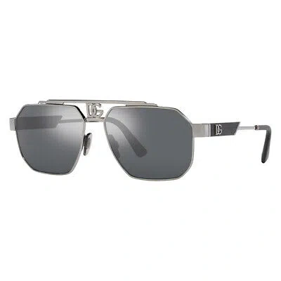 Pre-owned Dolce & Gabbana Dg 2294 04/6g Gunmetal Metal Aviator Sunglasses Grey Mirror Lens In Gray