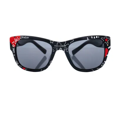 Pre-owned Dolce & Gabbana Dg 4338 Graffitti Star Heart Sunglasses Black Red 10081 In Gray