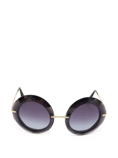 Pre-owned Dolce & Gabbana Dg 6105 Round Sunglasses In Black