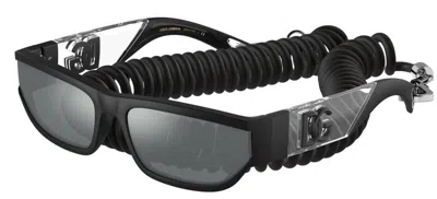 Pre-owned Dolce & Gabbana Dg 6172 Black Rubber/light Grey Mirrored (2525/6g) Sunglasses