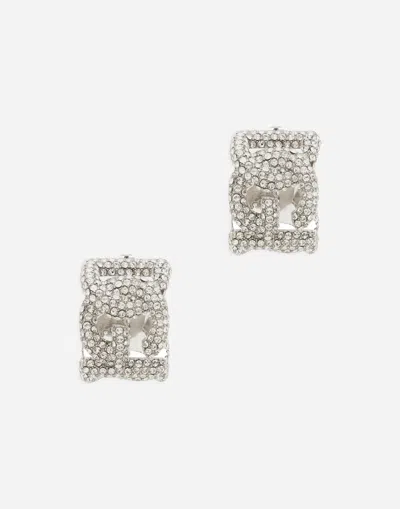 DOLCE & GABBANA RHINESTONE EARRINGS WITH DG LOGO