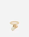 Dolce & Gabbana Engagement Ring With Dg Logo And Pearl Charms In ゴールド