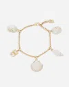Dolce & Gabbana Dg Logo And Shell Charms Bracelet In ゴールド