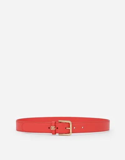 Dolce & Gabbana Dg Leather Belt In Orange