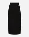 Dolce & Gabbana Cady Calf-length Skirt With Slits In ブラック