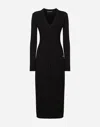 Dolce & Gabbana Long Stretch Viscose Knit Cardigan With Dg Logo In ブラック