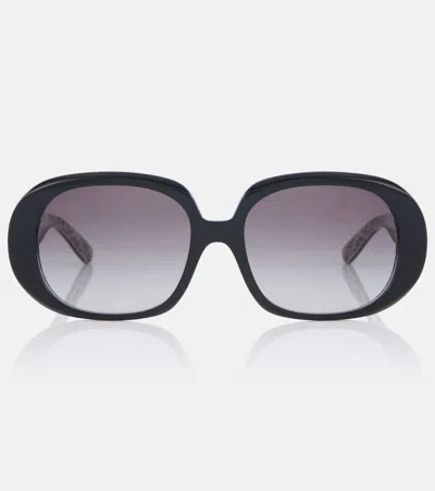 Dolce & Gabbana Dg Allure Leopard-print Round Sunglasses In Black