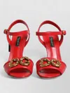 Dolce & Gabbana Dg Amore Leather Pumps Embellished Open Toe In Red