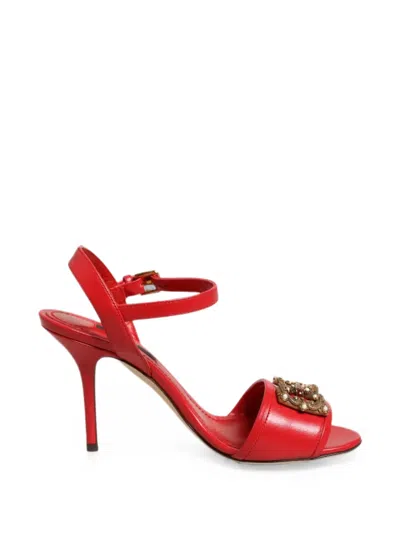 DOLCE & GABBANA DG AMORE PEARL-EMBELLISHED SANDALS