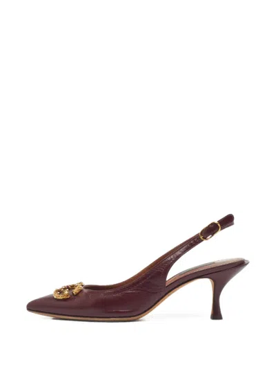 Pre-owned Dolce & Gabbana Dg Amore Slingback Pumps In Red