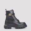 Dolce & Gabbana High Ankle Leather Boot With Chunky Sole In Nero