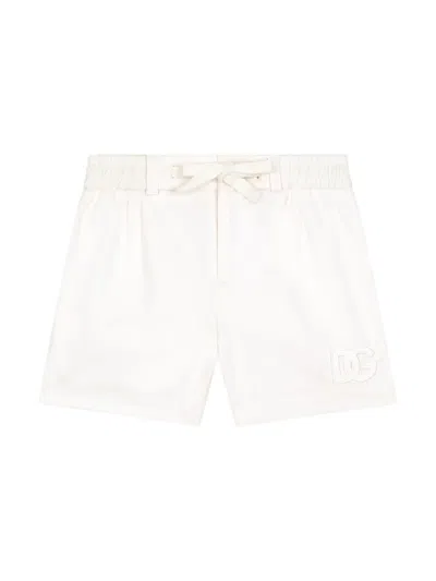 Dolce & Gabbana Babies' Dg-appliqué Drawstring-waist Shorts In White