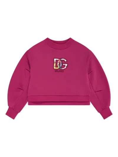Dolce & Gabbana Kids' Dg-appliqué Sweatshirt In Pink