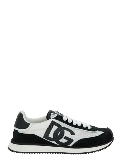 Dolce & Gabbana Dg Cushion Suede And Mesh Low-top Sneakers In Gray