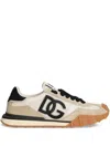Dolce & Gabbana Dg Athletic Black Low Top Sneakers With Logo Patch On The Tongue And Maxi Logo On The Side In Suede  In Neutral