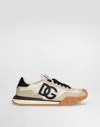 Dolce & Gabbana Dg Athletic Black Low Top Sneakers With Logo Patch On The Tongue And Maxi Logo On The Side In Suede  In Neutral