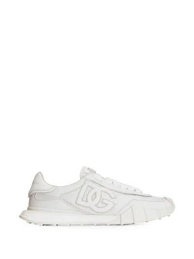Dolce & Gabbana Athletic Fabric And Leather Sneakers In White