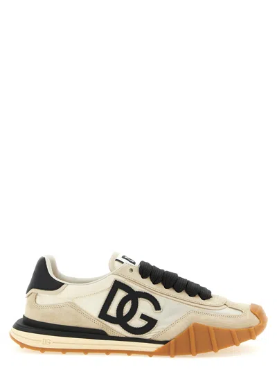 Dolce & Gabbana Dg Athletic Black Low Top Sneakers With Logo Patch On The Tongue And Maxi Logo On The Side In Suede 
