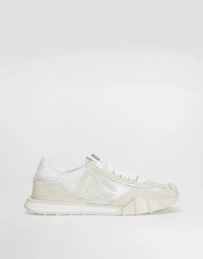 Dolce & Gabbana Dg Athletic Sneakers In Nylon And Calfskin In Neutral