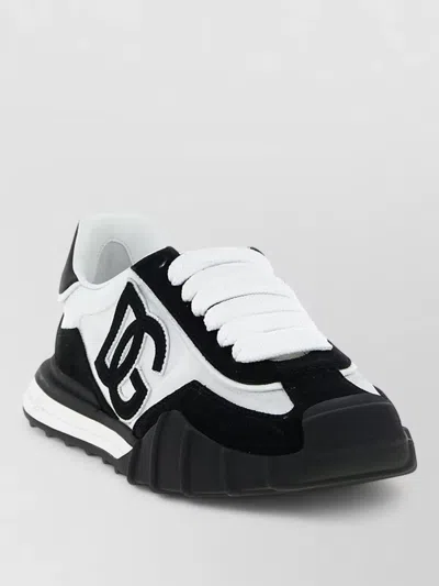 Dolce & Gabbana Two-tone Canvas And Suede Dg Athletic Sneakers In Black