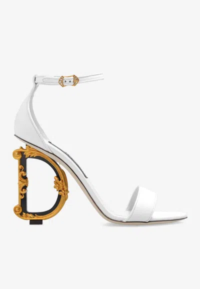 Dolce & Gabbana Dg Baroque 105 Nappa Leather Sandals In White