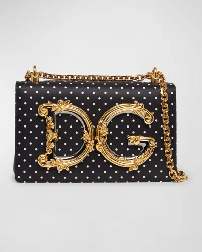 Dolce & Gabbana Dg Baroque Small Polka Dot Crossbody Bag In Nero