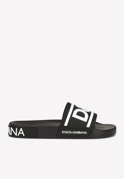 DOLCE & GABBANA DG BEACHWEAR RUBBER SLIDES
