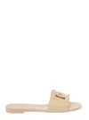 Dolce & Gabbana 10mm Rubber Flat Slide Sandals In Beige