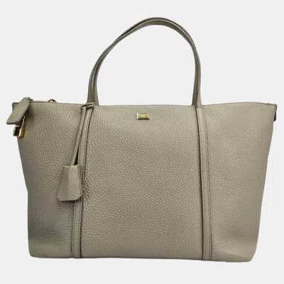 Pre-owned Dolce & Gabbana Dg Beige Leather Tote Bag In Sand