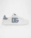 Dolce & Gabbana White Low-top Sneakers With Logo And Blue Tongue In White