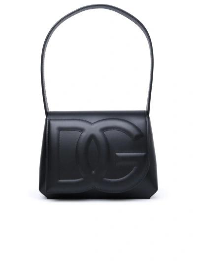 Dolce & Gabbana Dg Black Calf Leather Shoulder Bag In Nero