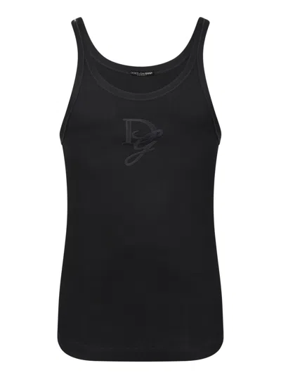 Dolce & Gabbana Men Logo Embroidery Tank Top In Black