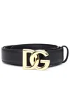 Dolce & Gabbana Dg Black Leather Belt In Brown