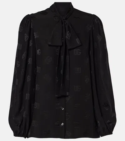 DOLCE & GABBANA DG BOW-DETAIL SILK BLOUSE